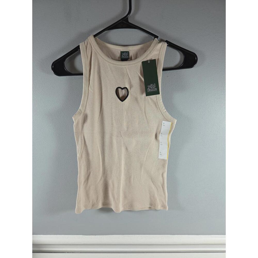 Wild Fable Women's Tank Cut Out Heart Tan Small NEW Summer Casual